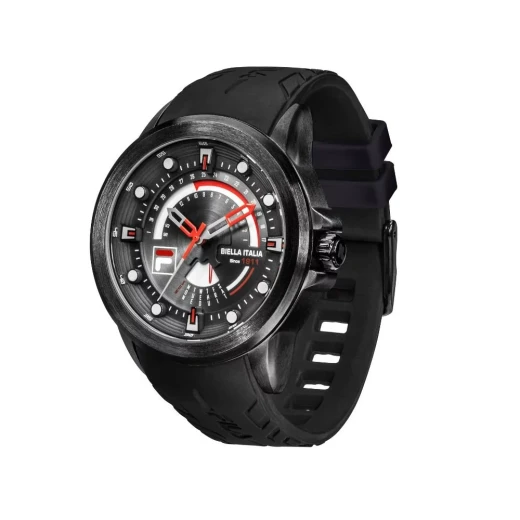 Fila Racer 38-346-003 Men's Watch Black IP Black Alloy Case 42mm Black Dial Silicone Strap 10 ATM Water Resistance Time and Calendar Function 1 Year Warranty - Fila - Image 2