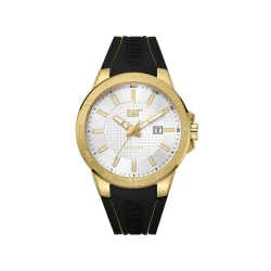 Cat Stealth Watch Gold Stainless Steel Case 44mm Mineral Crystal 100M Water Resistance Silicone Strap Stylish Design