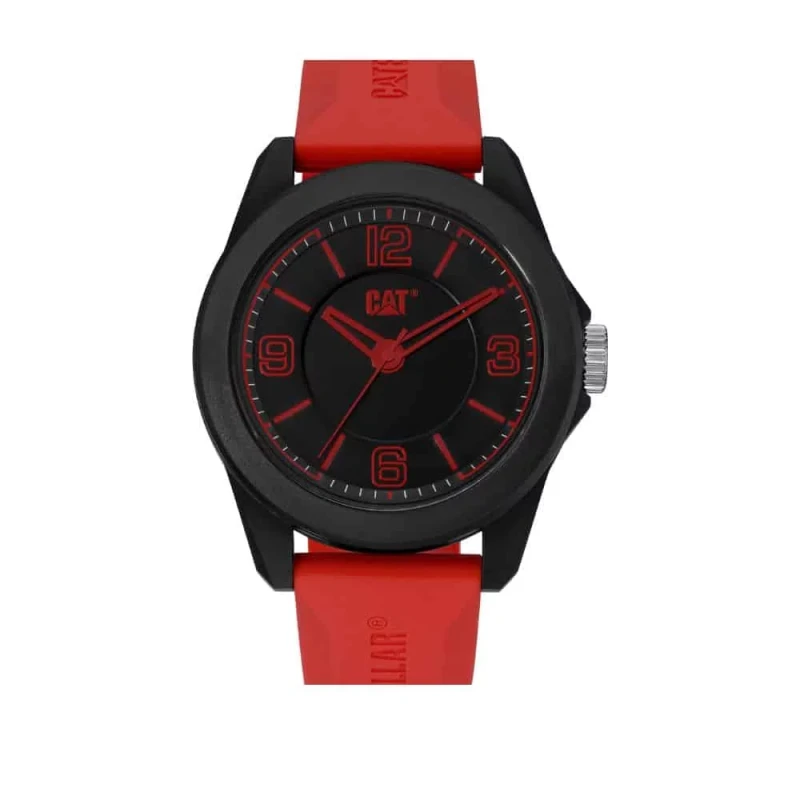 Landscape Cat Red Watch with Silicone Strap, 45mm ABS Case, and 100M Water Resistance. Features Citizen 2025 Movement and Acrylic Crystal. REF: LN.160.28.138 - Landscape