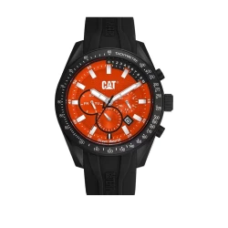 Caterpillar Oceania Multi Watch Red Dial Black Silicone Strap 45mm Water Resistant 100M Tide Ocean Material Sustainable Recycled Plastic with JP 25 Movement Durable Watch for Men