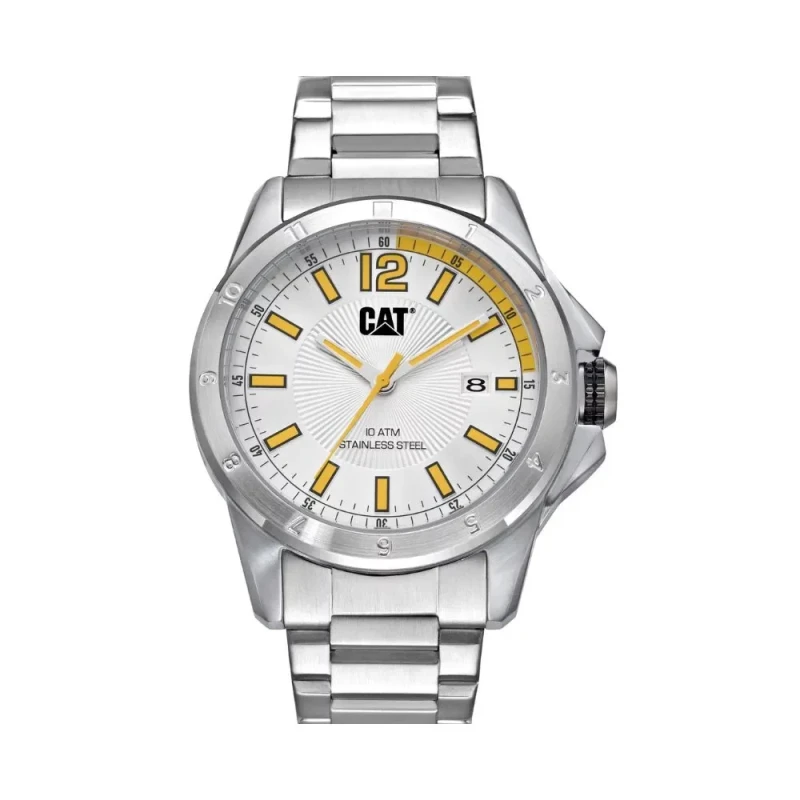 Cat Big Twist 24 Watch Featuring a Stainless Steel Case with Silver Dial and Date Display 42.5mm Water Resistant up to 100M with Stainless Steel Strap - CAT