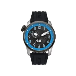 Cat Spun Watch Blue Stainless Steel 46mm Silicone Strap 100M Water Resistant