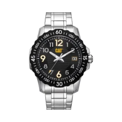 Cat Downforce Watch Black Dial Stainless Steel Strap 44mm Case 100M Water Resistance Mineral Crystal Citizen 2415 Movement Sporty Motorsport Inspired Design