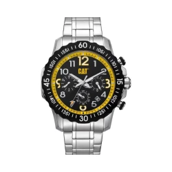 Cat Downforce Multi Watch Black Yellow Dial Stainless Steel Strap 44mm