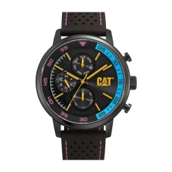 CAT Sail 1.2 Watch Blue & Pink Dial with Black Silicone Strap 46MM Stainless Steel Case, Water Resistant to 100M, TMI VX9N Movement, Date and 24-Hour Display