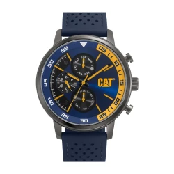 Cat Sail 1.2 Watch Blue Yellow Dial Blue Silicone Strap 46 MM Stainless Steel Case 100 M Water Resistance
