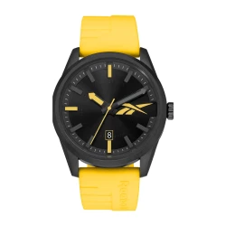 Reebok Rover Yellow Watch 45mm ABS Case Silicone Strap 5 ATM Water Resistant Miyota 2315 Movement 3HD Functions Sporty Design for Men