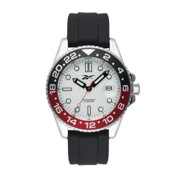 Reebok Hommage Watch with White Dial, Red Accents and Black Silicone Strap 42mm Case, 5 ATM Water Resistance, 3-Hand Movement for Men