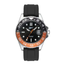 Reebok Hommage Black Orange Dial Watch 42mm Case Black Silicone Strap 5 ATM Water Resistant VX42E Movement Date Display Men's Sport Wristwatch RV HOM G3 AOIB BW