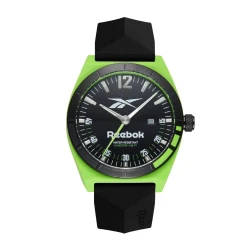 Reebok Legazi Watch Lime Black 43mm Stainless Steel Case Silicone Strap