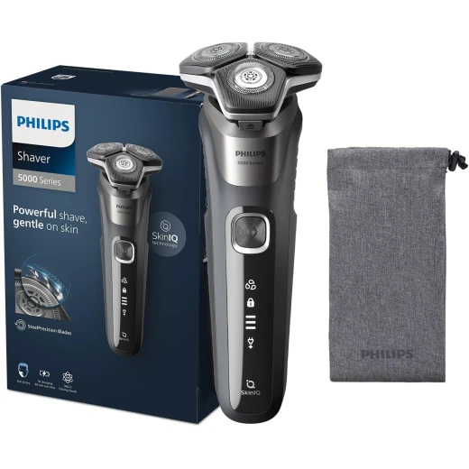 ماكينة حلاقة فيليبس سيريز 5000 S5887/10 كهربائية، حلاقة رطبة وجافة، تقنية SkinIQ ماكينة حلاقة فيليبس سيريز 5000 S5887/10 كهربائية، حلاقة رطبة وجافة، تقنية SkinIQ