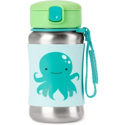 Skip Hop Zoo Stainless Steel Toddler Sippy Cup with Straw, Octopus, 12 oz