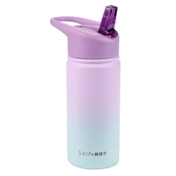 Skip Hop Wander 450ml Stainless Steel Water Bottle Ombre Purple Leakproof Insulated for Toddlers Kids BPA Free Durable Construction with Carry Handle and Easy Sip Spout