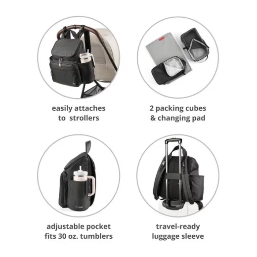 Skip Hop Forma Next Backpack Diaper Bag Grey with Insulated and Mesh Packing Cubes for Travel and Everyday Use - Skip Hop - Image 3