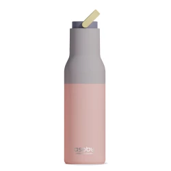 Asobu Metro Thermal Bottle with Straw Pastel Peach 600ml, Double-Walled Insulated