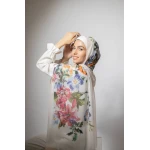 Love Garden Georgette Chiffon Hijab: Soft, Airy Scarf for a Gentle & Elegant Daily Look, Featuring Exclusive Designs, Made in Egypt, & Extra Long 300x70cm Size - Pink - Kain