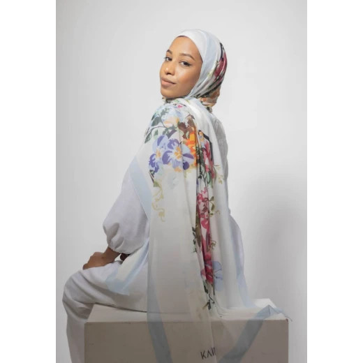 Love Garden Georgette Chiffon Hijab: Soft, Airy Scarf for a Gentle & Elegant Daily Look, Featuring Exclusive Designs, Made in Egypt, & Extra Long 300x70cm Size - Pink - Kain - Image 6