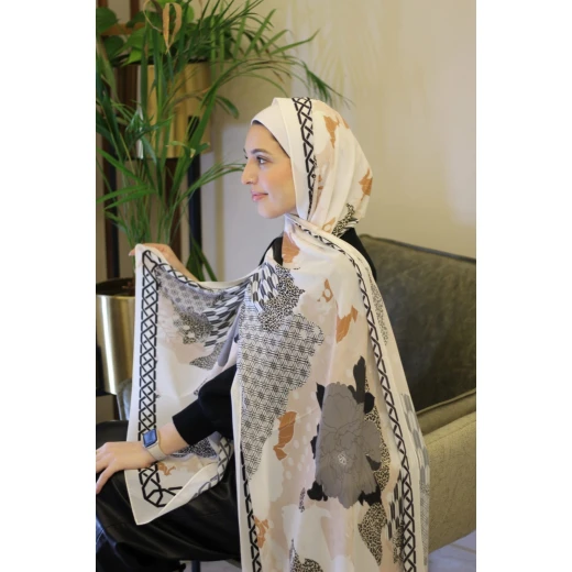Kain Flower Power Georgette Chiffon Hijab: Soft & Comfortable Scarf for Everyday Wear, Featuring Exclusive Designs, Extra Long 300x70cm Size, & Made in Egypt for Elegant Style Kain Flower Power Georgette Chiffon Hijab: Soft & Comfortable Scarf for Everyday Wear, Featuring Exclusive Designs, Extra Long 300x70cm Size, & Made in Egypt for Elegant Style