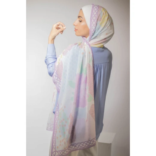 Flower Power Georgette Chiffon Hijab Soft Comfortable Purple 300x70cm Scarf