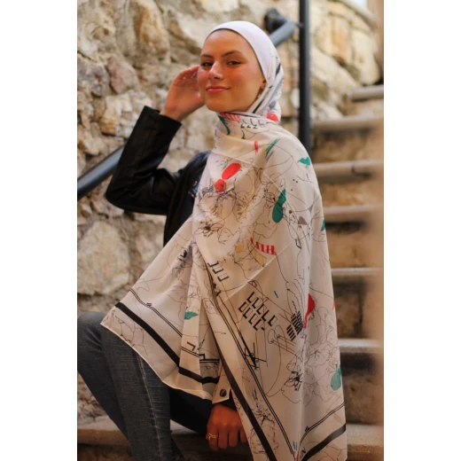 بريزم بلوم حجاب شيفون جورجيت ناعم متدفق للنساء 300x70 سم - بريزم بلوم - Image 2