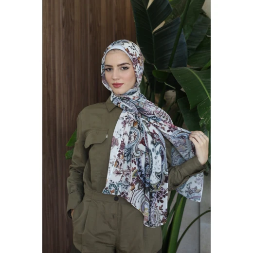 حجاب كاين جورجيت شيفون شتوي بايزلي وشاح دافئ وأنيق 300x70 سم - كاين - Image 3