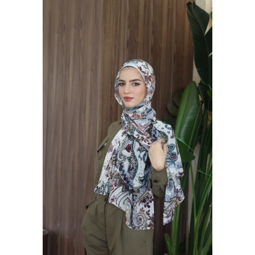 حجاب كاين جورجيت شيفون شتوي بايزلي وشاح دافئ وأنيق 300x70 سم - كاين - Image 4