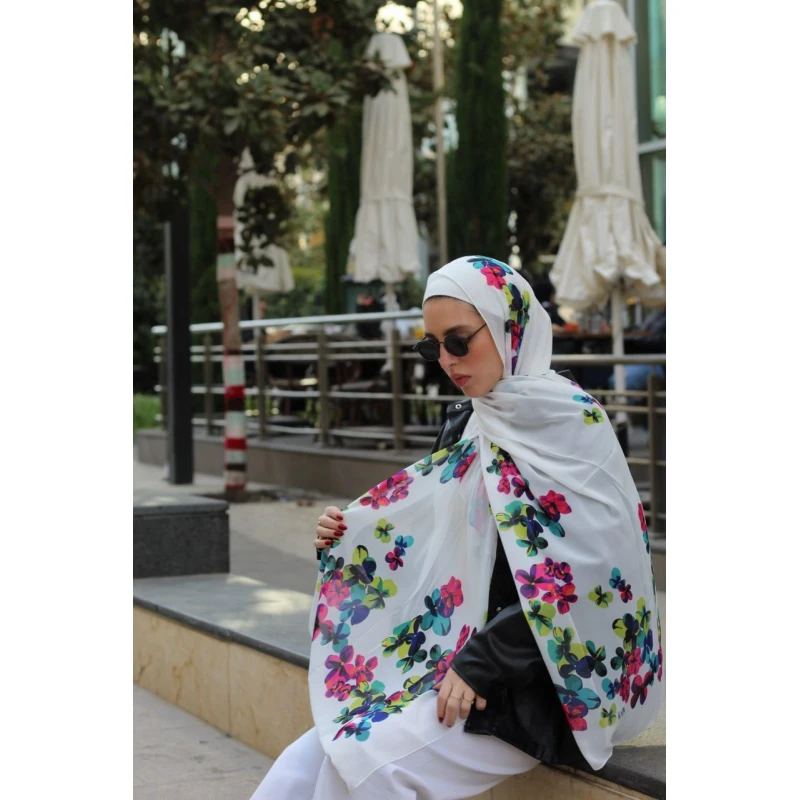 Color Muse Kain Georgette Chiffon Hijab: Elegant Scarf for Everyday Style, Soft & Lightweight Fabric, Exclusive Designs, Extra Long 300 x 70 cm, Made in Egypt (173 chars) - Color muse