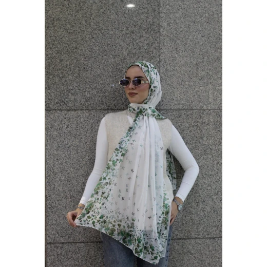 Its Raining KAIN Premium Georgette Chiffon Hijab Scarf for Women Green, Extra Long 300x70cm, Soft, Lightweight, and Elegant for Everyday Wear and Special Occasions