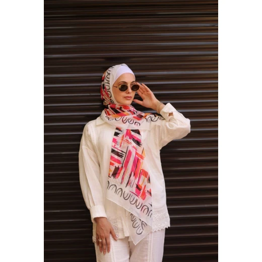 Blocks Kain Georgette Chiffon Hijab: Pink Scarf for Everyday Style, Lightweight & Breathable Fabric, Extra Large 300x70cm Size