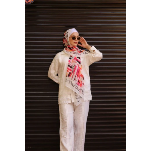 Blocks Kain Georgette Chiffon Hijab: Pink Scarf for Everyday Style, Lightweight & Breathable Fabric, Extra Large 300x70cm Size - Blocks - Image 2
