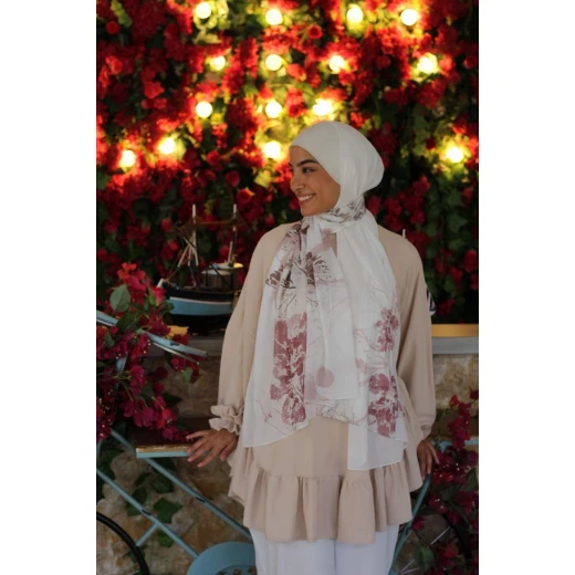 Kain Day Dream Georgette Chiffon Hijab: Soft, Airy Scarf for Women, Featuring Exclusive Designs, Made in Egypt, & Extra Long 300 x 70cm for Elegant Everyday Wear