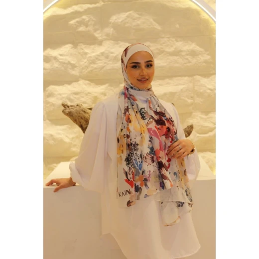 حجاب كاين شيفون جورجيت عنابي للنساء، طويل جدًا 300x70 سم - كاين - Image 3