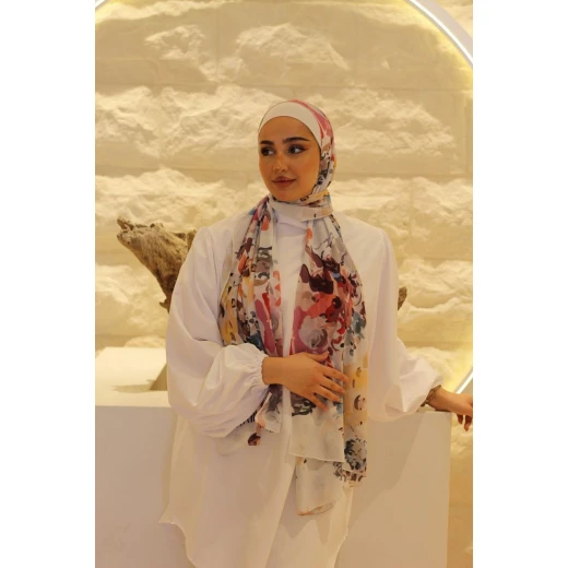 حجاب كاين شيفون جورجيت عنابي للنساء، طويل جدًا 300x70 سم - كاين - Image 4