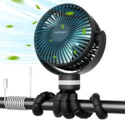 Momcozy Portable Stroller Fan 8000mAh - Ultra-Long Battery, 360° Rotation, LED Night Light