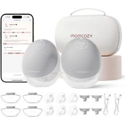 Momcozy M9 Hands-Free Double Wearable Breast Pump  - Wearable, Discreet, Multi-Mode, Grey