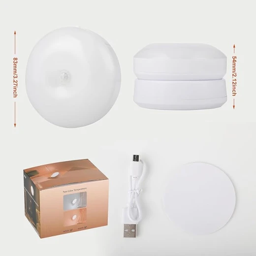 مصباح حائط LED داخلي بمستشعر حركة، قابل لإعادة الشحن عبر USB مع مفتاح، قابل للدوران 360 درجة - Image 4