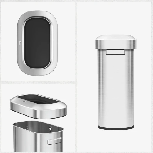 سلة مهملات EKO Urban Slim 60L من الفولاذ المقاوم للصدأ ذات غطاء علوي مفتوح - درجة تجارية، مقاومة لبصمات الأصابع - إيكو - Image 2