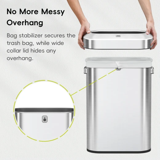 سلة مهملات EKO Urban Slim 60L من الفولاذ المقاوم للصدأ ذات غطاء علوي مفتوح - درجة تجارية، مقاومة لبصمات الأصابع - إيكو - Image 3