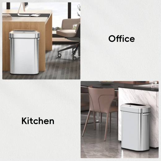 سلة مهملات EKO Urban Slim 60L من الفولاذ المقاوم للصدأ ذات غطاء علوي مفتوح - درجة تجارية، مقاومة لبصمات الأصابع - إيكو - Image 6