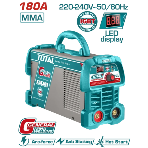 آلة لحام TOTAL 180A IGBT بتقنية العاكس MMA مع شاشة LED - TW218059 آلة لحام TOTAL 180A IGBT بتقنية العاكس MMA مع شاشة LED - TW218059