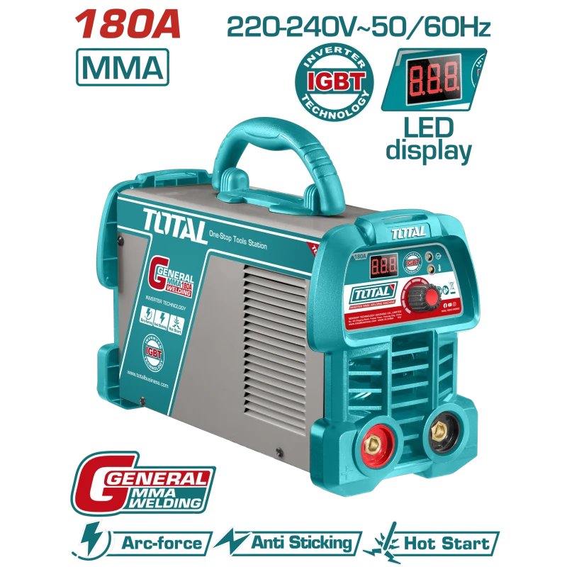 آلة لحام TOTAL 180A IGBT بتقنية العاكس MMA مع شاشة LED - TW218059 - توتال