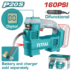 TOTAL Cordless Auto Air Compressor 20V 160 PSI - Without Battery & Charger (TACLI2012)