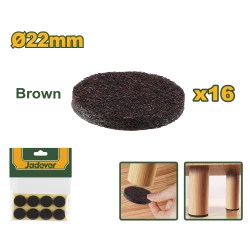 Jadever Self-Adhesive Pads 16-Piece Set, Brown, 22mm, 3mm Thick
