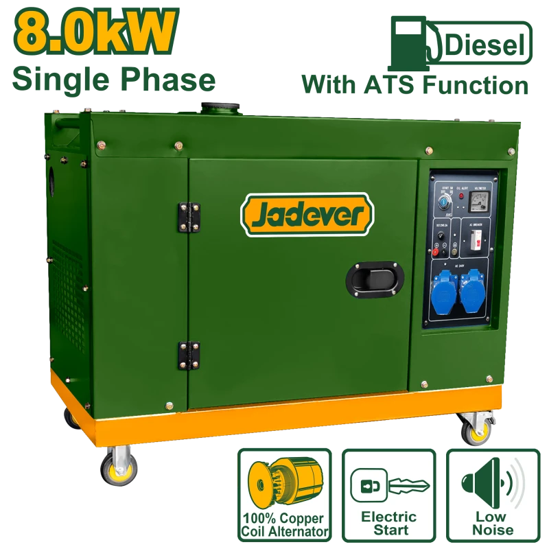 مولد ديزل صامت 8.0 kW مع ATS تشغيل كهربائي ومحرك 15HP من جادايفر ( JDDG2A100-1) - جادفر