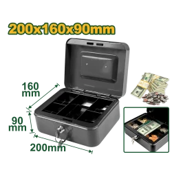 Jadever Cash Box with Key Lock 2.9L Capacity - 20x16x9cm - Secure Storage