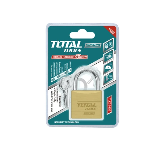Total Heavy Duty Brass Padlock 40mm - Secure Protection for Your Belongings - Total