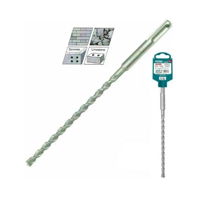 ريشة حفر SDS-بلس مقاس 12 x450 مم, طرف كربيد قوي للحفر العميق في الخرسانة والطوب, تصميم حلزوني محسن ومتانة عالية من توتال - توتال