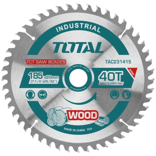 شفرة منشار TOTAL TCT للخشب 185*20 مم - 7.1/4 بوصة | 40 سن (TAC231415) شفرة منشار TOTAL TCT للخشب 185*20 مم - 7.1/4 بوصة | 40 سن (TAC231415)