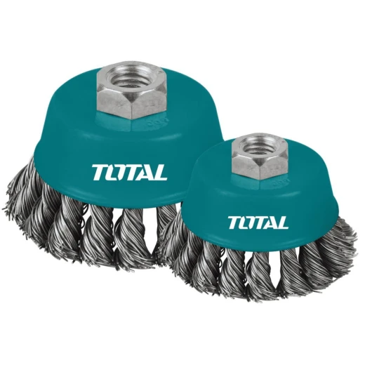 فرشاة سلك مجدول على شكل كوب 75 مم (3 إنش) من توتال (TAC32031) – مثالية لإزالة الصدأ والدهان وتنظيف المعادن فرشاة سلك مجدول على شكل كوب 75 مم (3 إنش) من توتال (TAC32031) – مثالية لإزالة الصدأ والدهان وتنظيف المعادن