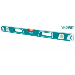 TOTAL Spirit Level 100cm with V-Shaped Groove for Round Surfaces and High Precision Vials - Model TMT21006